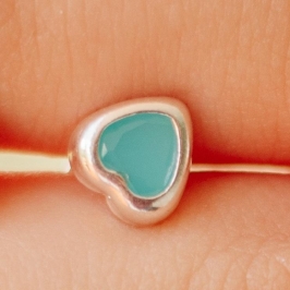 BRINCO PRATA CORAÇÃO ZIRCONIA AZUL TURQUESA