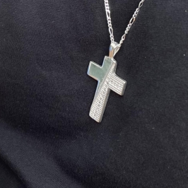 PINGENTE PRATA CRUZ COM ZIRCONIAS