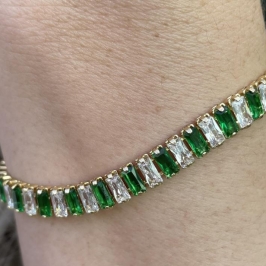 PULSEIRA RIVIERA VERDE E CRISTAL