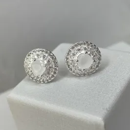 BRINCO PRATA PIZZA CRAVEJADO COM ZIRCONIA BRANCA