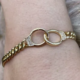 PULSEIRA GRUMET ELO RETANGULAR CRAVEJADO