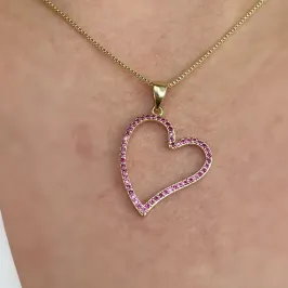 GARGANTILHA CORAÇÃO CRAVEJADO RUBI