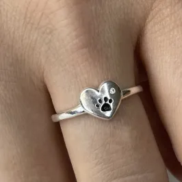 ANEL PRATA CORAÇÃO PATINHA COM ZIRCONIA