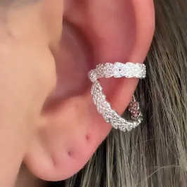 PIERCING FAKE PRATA FOLHAS CRAVEJADO