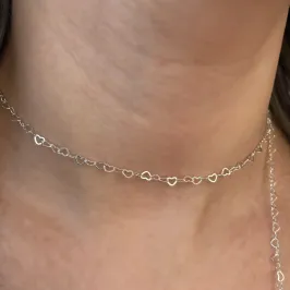 CHOKER PRATA CORAÇÃO VAZADO