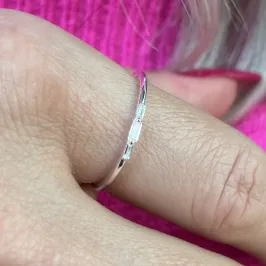 ANEL PRATA 3 ZIRCONIAS BAGUETE CRISTAL