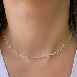 CHOKER PRATA CORAÇÃO VAZADO FIO 060