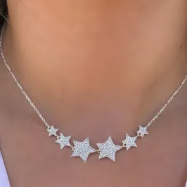 COLAR PRATA 6 ESTRELAS CRAVEJADAS