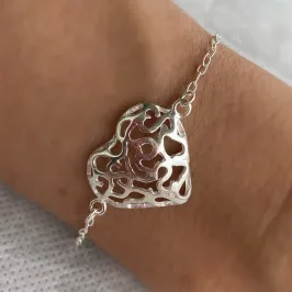 PULSEIRA PRATA CORAÇÃO TRABALHADO