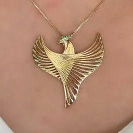 GARGANTILHA FÊNIX COM ZIRCONIAS VERDES