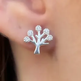 BRINCO PRATA ARVORE DA VIDA COM ZIRCONIAS