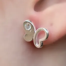 BRINCO PRATA BORBOLETA COM ZIRCONIA CRISTAL