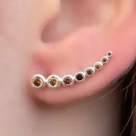 BRINCO PRATA EAR CUFF ZIRCONIAS LARANJA