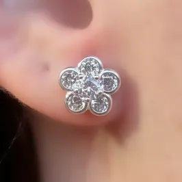 BRINCO PRATA FLOR 6 PONTOS DE LUZ