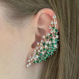 BRINCO EAR CUFF ASA CRAVEJADA ESMERALDA