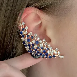 BRINCO EAR CUFF ASA CRAVEJADA SAFIRA