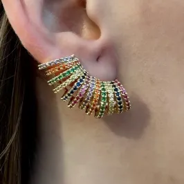 BRINCO EAR CUFF LEQUE CRAVEJADO COLORS