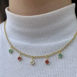CHOKER PEDRAS QUADRADAS COLORS