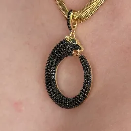 PINGENTE LEOPARDO CRAVEJADO NEGRO