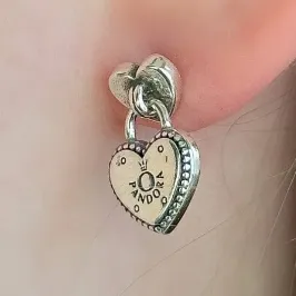 BRINCO PRATA CORAÇÃO PENDURADO INSPIRAÇÃO PANDORA