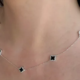 CHOKER PRATA INSPIRAÇÃO VAN CLEEF VIRGINIA CRAVEJADO