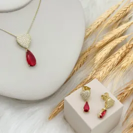 CONJUNTO CRAVEJADO GOTA RUBI