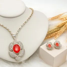 CONJUNTO LUXURI CRAVEJADO PEDRA FUSION LARANJA