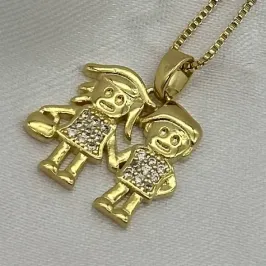 GARGANTILHA FILHOS CASAL CRAVEJADO CRISTAL