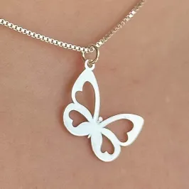 GARGANTILHA PRATA BORBOLETA VAZADA