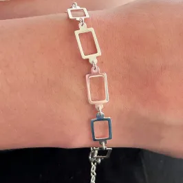 PULSEIRA PRATA ELO RETANGULAR VAZADO