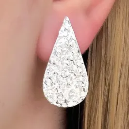 BRINCO PRATA GOTA TEXTURIZADA GRANDE