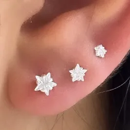BRINCO PRATA TRIO ESTRELA CRISTAL