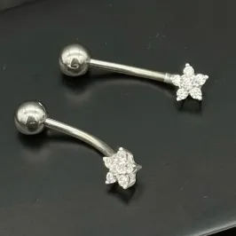 PIERCING PRATA ESTRELA CRAVEJADA