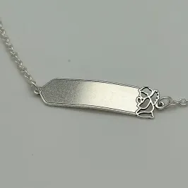 PULSEIRA PRATA INFANTIL PLAQUINA ANJO
