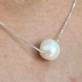 GARGANTILHA PRATA PEROLA BARROCA