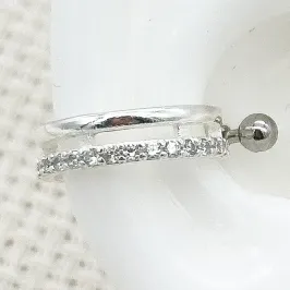 PIERCING PRATA ARGOLA CRAVEJADA COM HASTE