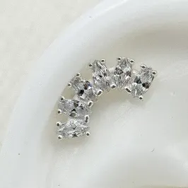 PIERCING PRATA ZIRCONIAS NAVETE CRISTAL