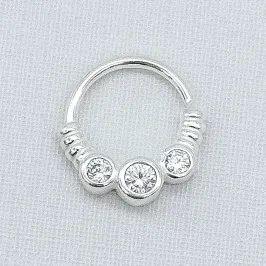 PIERCING PRATA ZIRCONIAS REDONDAS