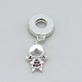 BERLOQUE PRATA MENINA CRAVEJADA ROSA