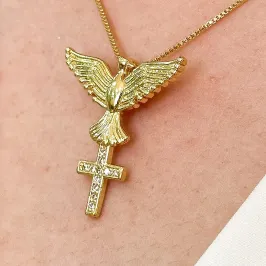 GARGANTILHA ESPIRITO SANTO COM CRUZ CRAVEJADA