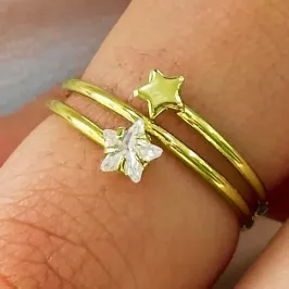 ANEL ESPIRAL ESTRELA CRISTAL E LISA