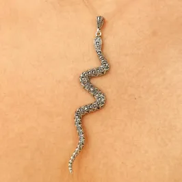 PINGENTE PRATA COBRA CRAVEJADA MARCASSITAS BALI