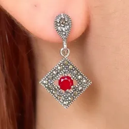 BRINCO PRATA BALI ZIRCONIA RUBI E MARCASSITAS