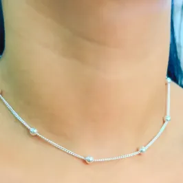 CHOKER PRATA GRUMET F50 BOLINHA 5MM