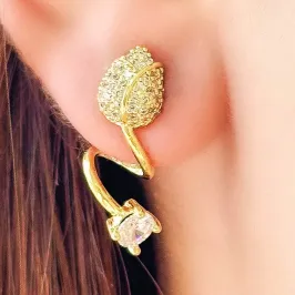 BRINCO FLOR CRAVEJADA COM PEDRA