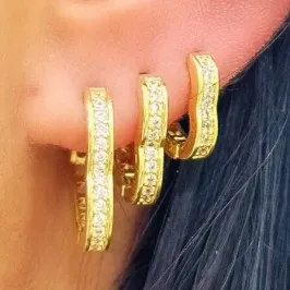 BRINCO TRIO ARGOLA CORAÇÃO CRAVEJADO