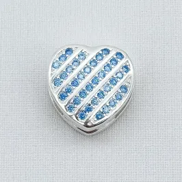 PINGENTE PRATA CORAÇÃO CRAVEJADO AZUL PARA PULSEIRA PANDORA