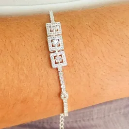 PULSEIRA PRATA RIVIERA CRAVEJADA PEDRA CRISTAL