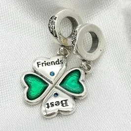 BERLOQUE PRATA DUPLO TREVO BEST FRIENDS