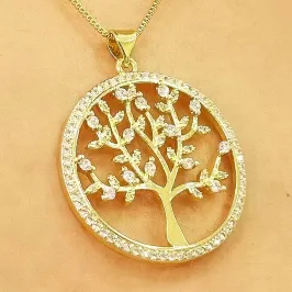 GARGANTILHA ARVORE DA VIDA CRAVEJADA CRISTAL